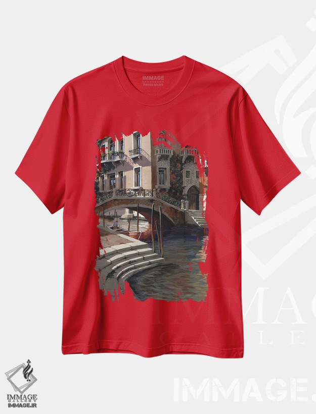 تیشرت قرمز طرح هنری ,بعدازظهر در ونیز اثر ماهر مرکوس