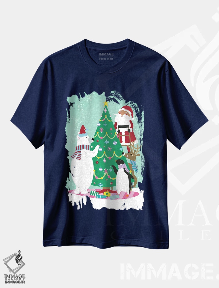 تیشرت سرمه ای طرح دار تزئین درخت اثر لورا کونیندیک