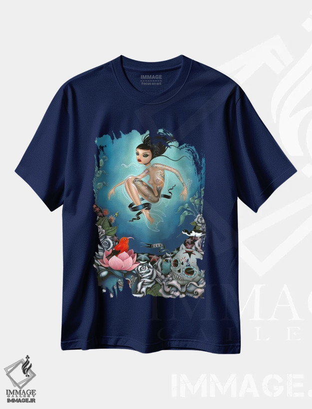 تیشرت سرمه ای طرح دار راهب اثر کایا کوپمن