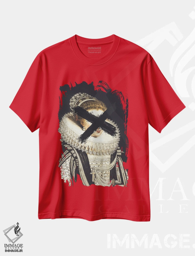تیشرت قرمز طرح دار پرتره تغییریافتهٔ ملکه کلاسیک I اثر بونا فیدسا
