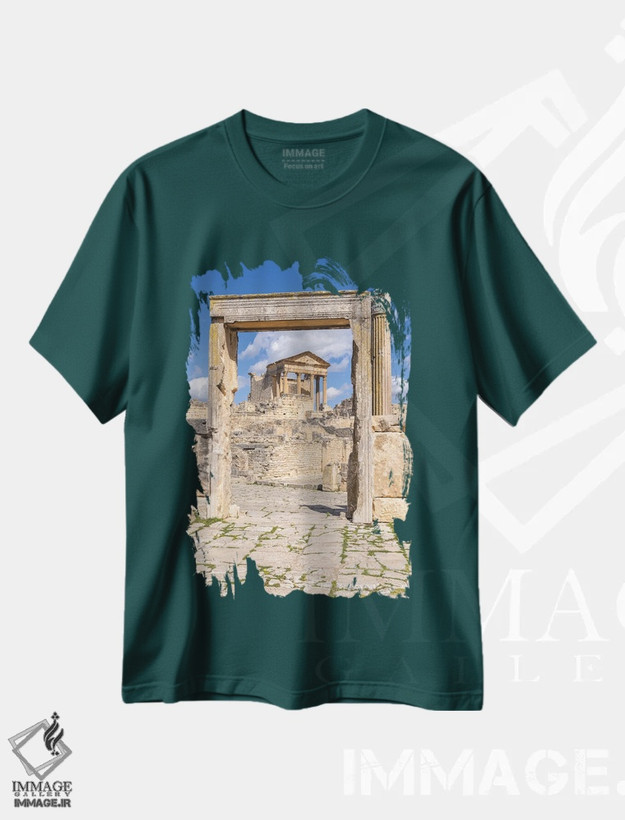 تیشرت سبز طرح دار Beja, Tunisia. The Capitol Temple At The Roman Ruins.,دوغا، بجه، تونس. معبد کاپیتول در ویرانه های رومی. اثر امیلی ام ویلسون