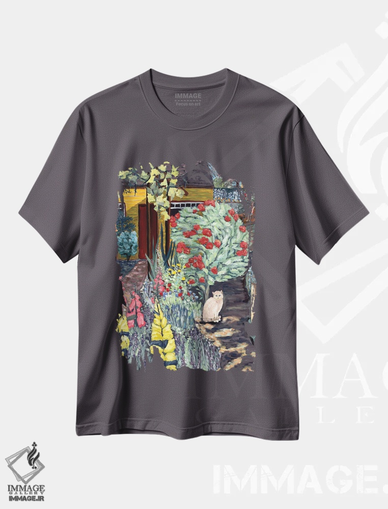 تیشرت طوسی طرح دار باغ همسایه اثر دبورا ایو آلاسترا