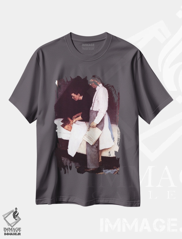 تیشرت طوسی طرح دار آزادی از ترس اثر نورمن راکول
