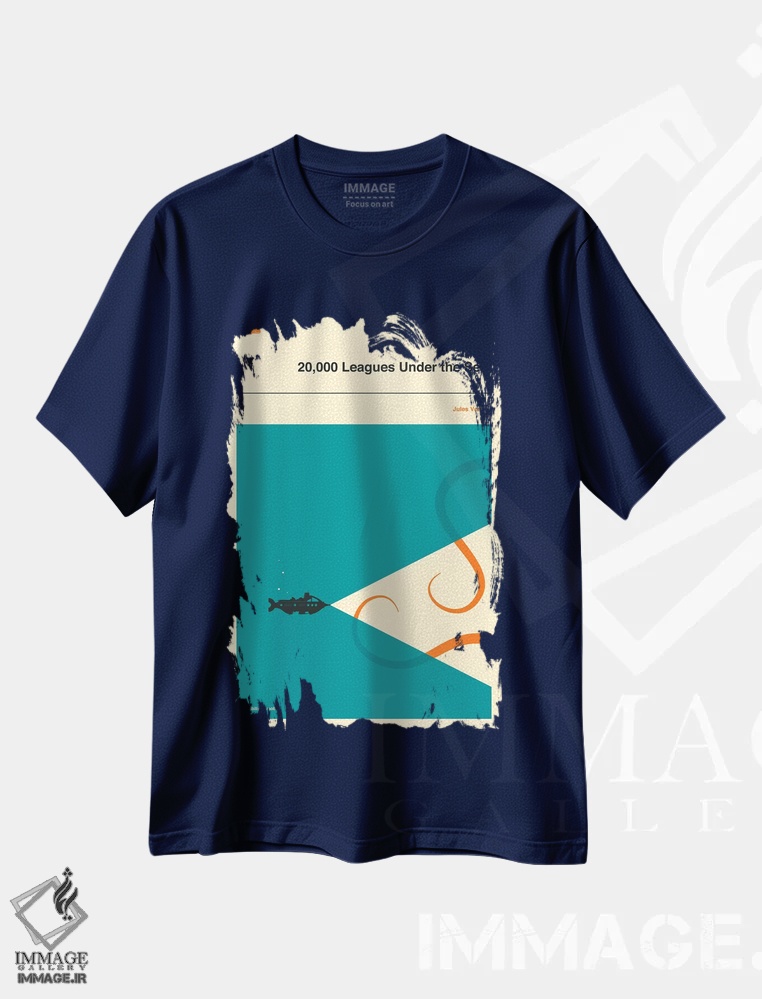 تیشرت سرمه ای طرح دار 000 Leagues Under The Sea" اثر جازبری بلو