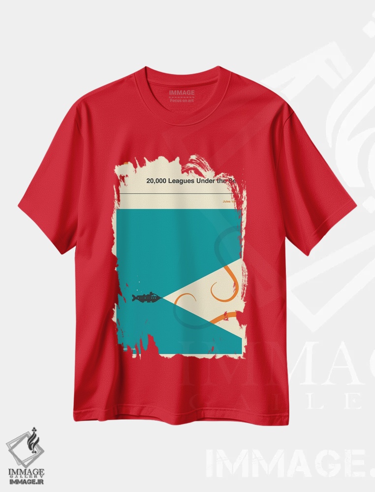 تیشرت قرمز طرح دار 000 Leagues Under The Sea" اثر جازبری بلو