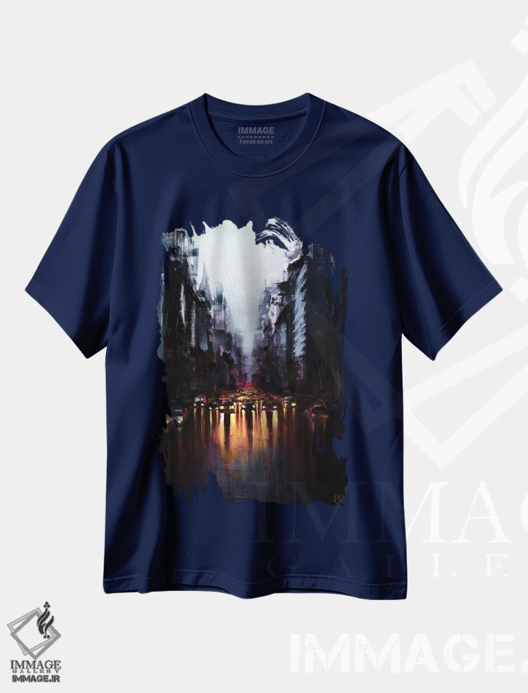تیشرت سرمه ای طرح دار پس از باران صبحگاهی اثر بُژنا فوخس