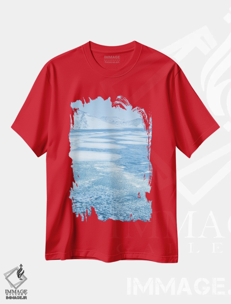 تیشرت قرمز طرح مناظر برفی ,آبی اثر مائورو باتیستلی