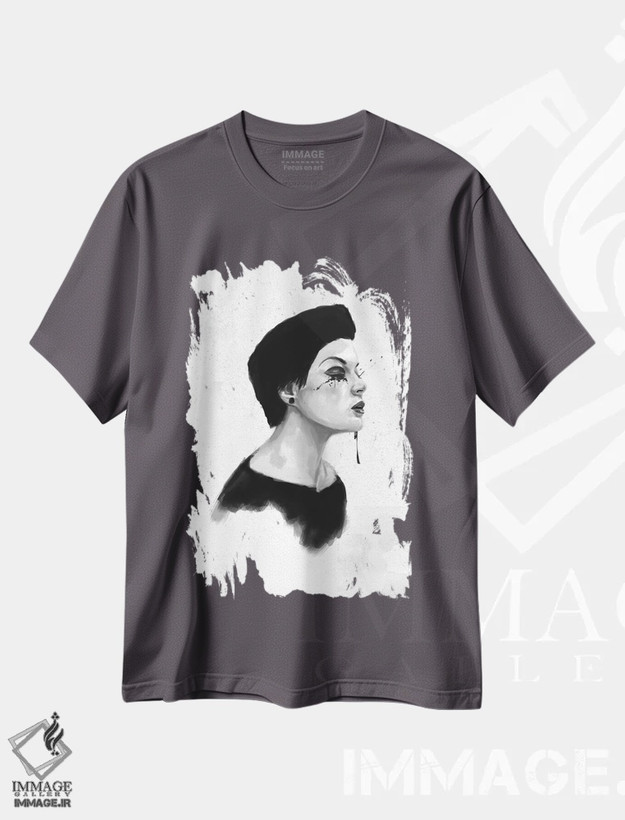 تیشرت طوسی طرح دار روز بارانی اثر بالازس شولتی