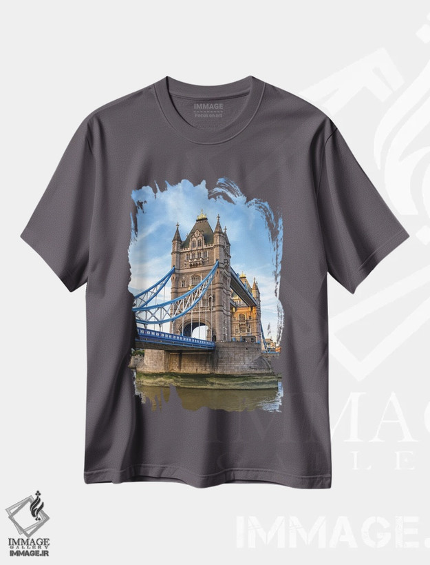 تیشرت طوسی طرح دار London,پل تاور از سمت ساحل جنوبی، لندن اثر جین ریکس