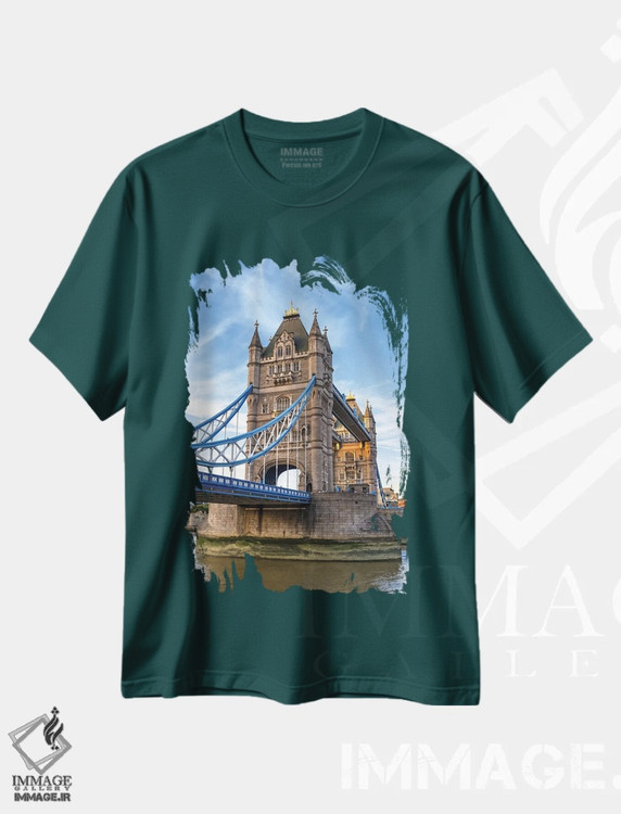 تیشرت سبز طرح دار London,پل تاور از سمت ساحل جنوبی، لندن اثر جین ریکس