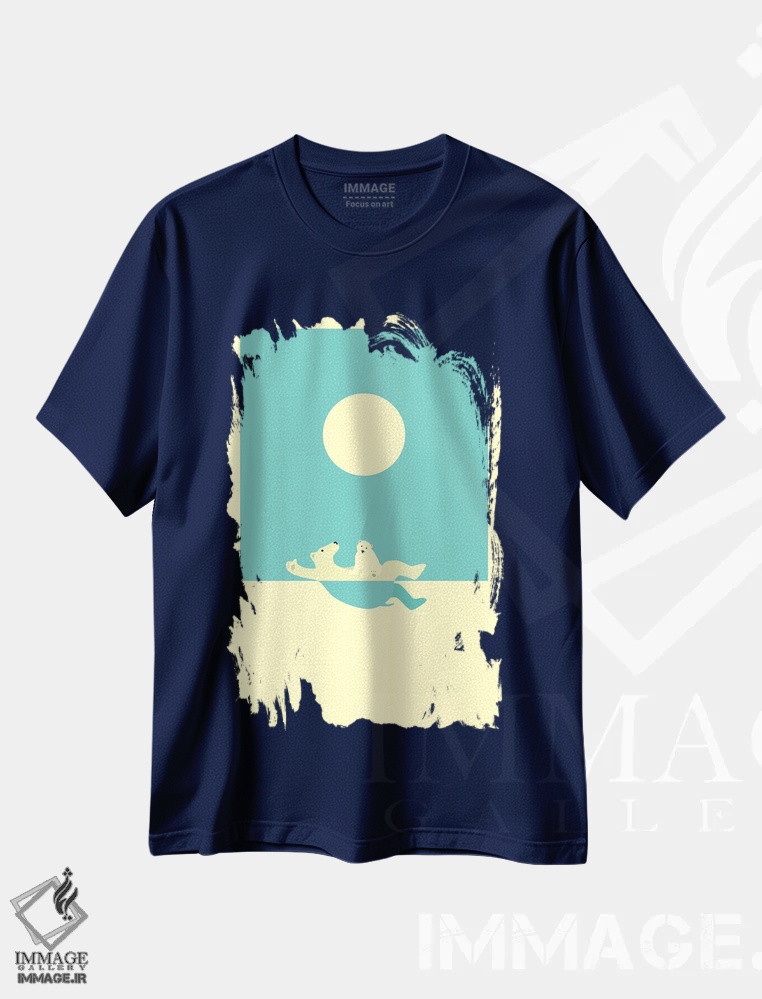 تیشرت سرمه ای طرح دار کلاس های شنا اثر جازبری بلو