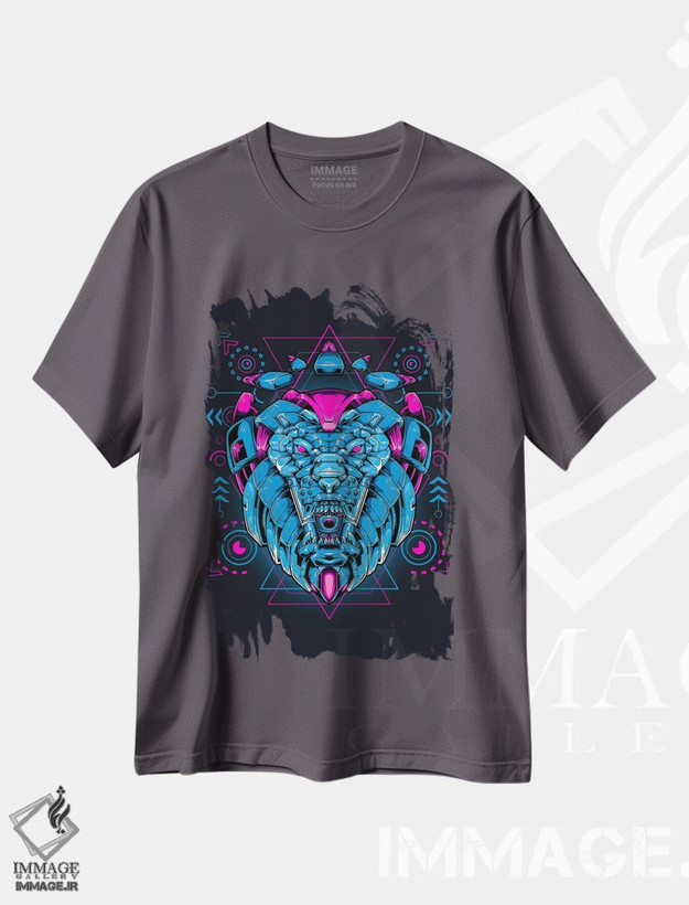 تیشرت طوسی طرح دار مکا اثر گب فرناندو