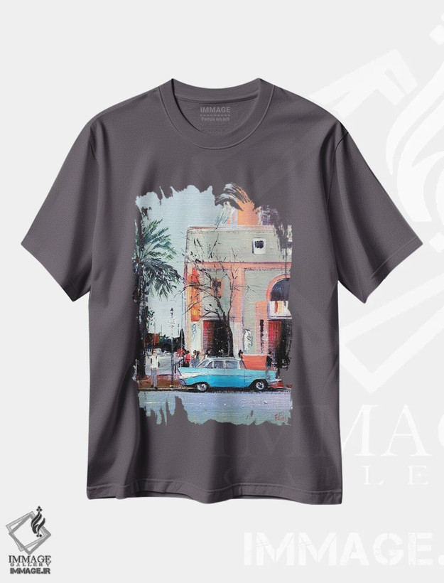 تیشرت طوسی طرح دار منظرهٔ شهر اثر بُژنا فوخس