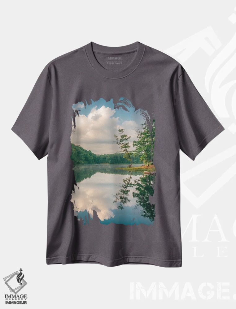 تیشرت طوسی طرح دار Babcock State Park II,دریاچه بولی، پارک ایالتی بابکاک II اثر جان بیلوس