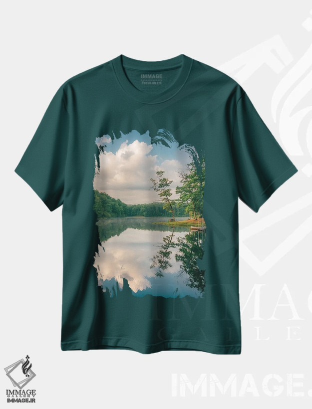 تیشرت سبز طرح دار Babcock State Park II,دریاچه بولی، پارک ایالتی بابکاک II اثر جان بیلوس