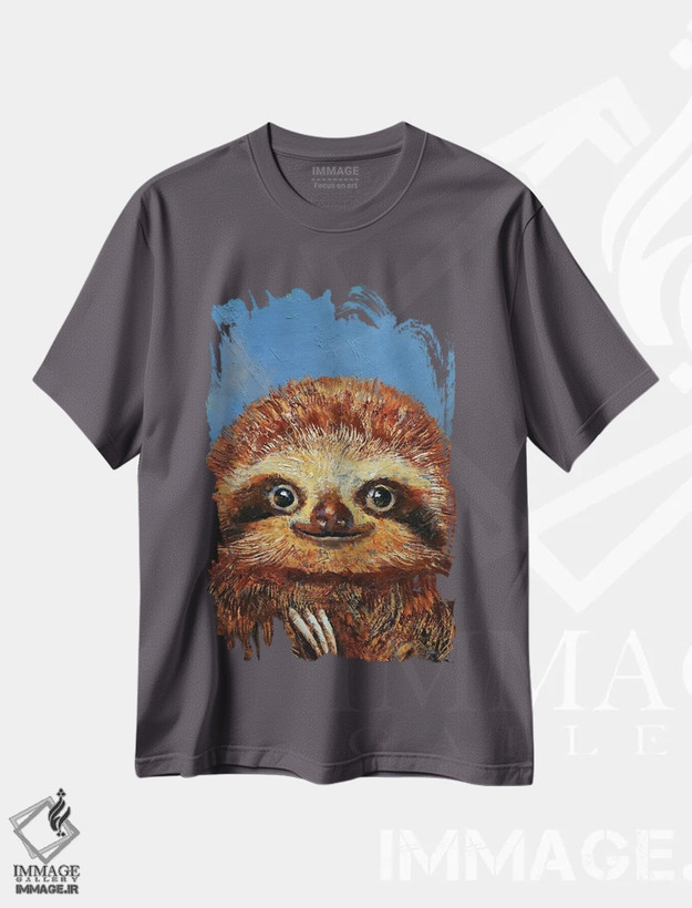 تیشرت طوسی طرح هنری ,تنبل کوچولو اثر مایکل کریس