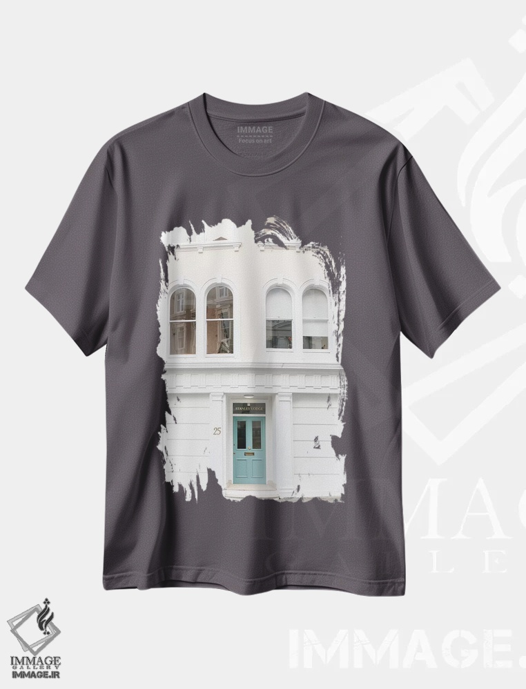تیشرت طوسی طرح دار London, England,در آبی شماره لندن، انگلستان اثر لاولی لیتل هوم کو