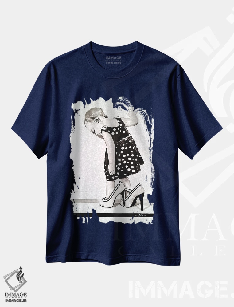 تیشرت سرمه ای طرح دار دوراهی اثر گیل لبلو
