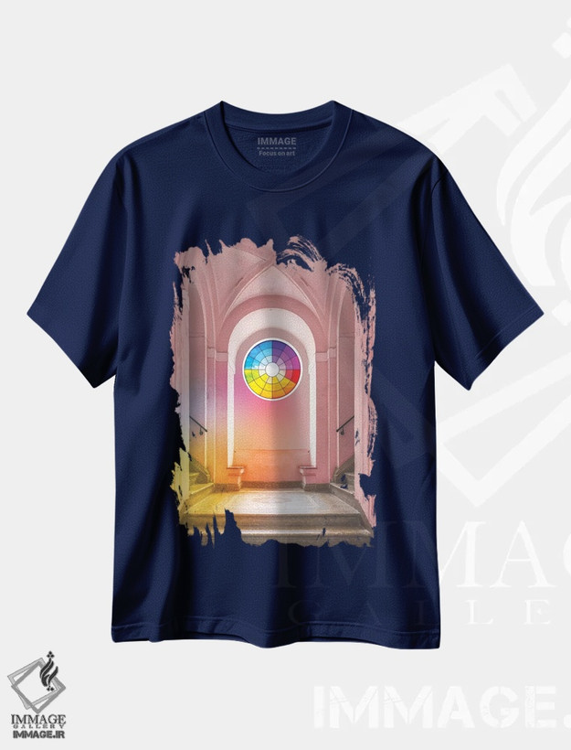 تیشرت سرمه ای طرح دار پنجره چرخ رنگ اثر ارین سامر