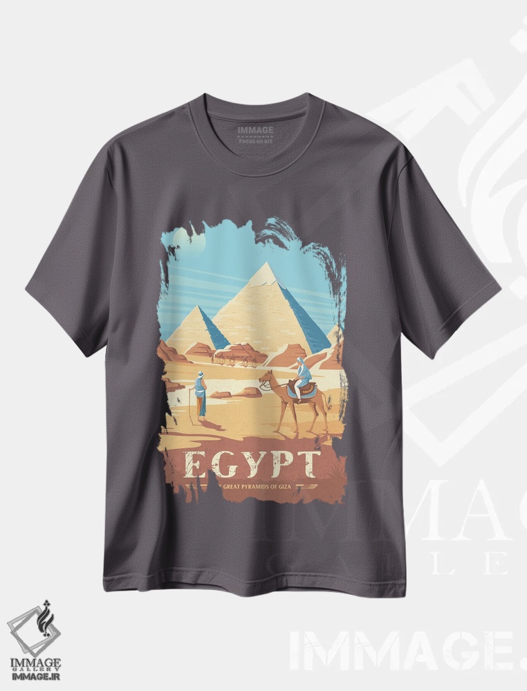 تیشرت طوسی طرح دار مصر اهرام جیزه اثر اولا هوپ تراول پوسترز