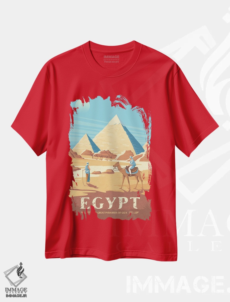 تیشرت قرمز طرح دار مصر اهرام جیزه اثر اولا هوپ تراول پوسترز