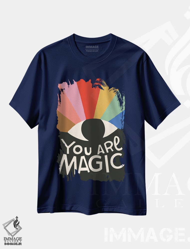 تیشرت سرمه ای طرح دار تو جادو هستی اثر هانا بایزنگ