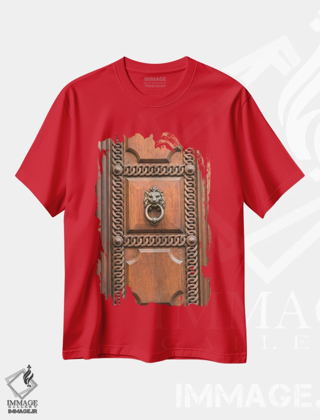 تیشرت قرمز طرح دار در رومی با شیر I اثر هنر آنیتا و بلا