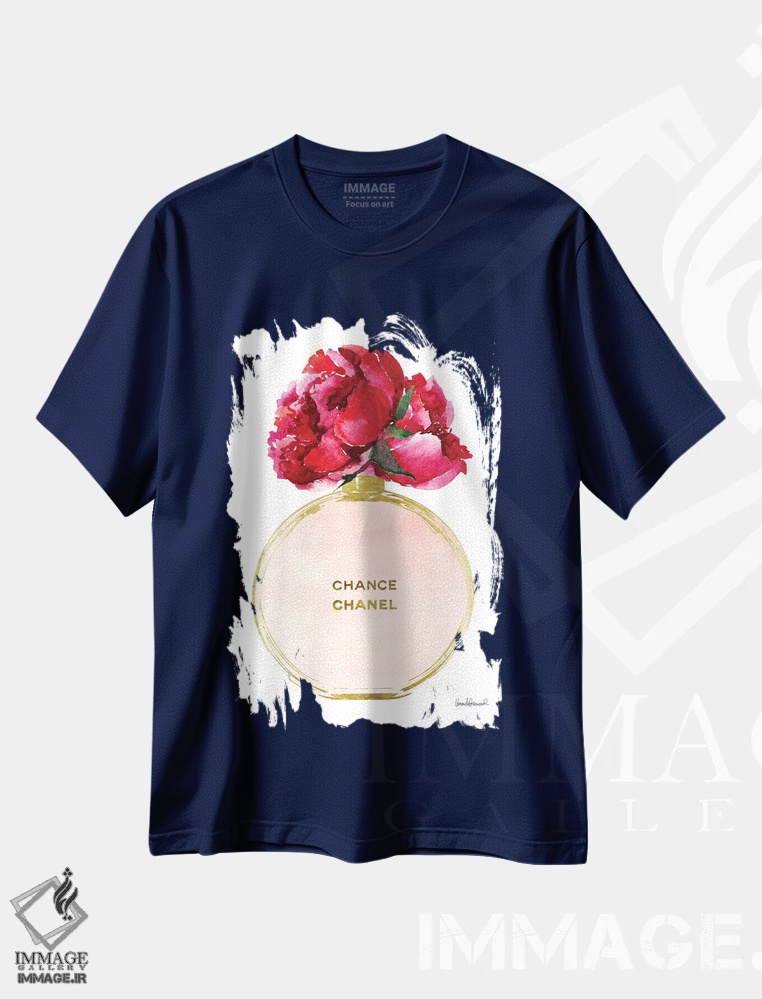 تیشرت سرمه ای طرح دار Nude, & Deep Peony,عطر جامد گرد در طلایی، نود و گل صدتومانی پررنگ اثر آماندا گرینوود