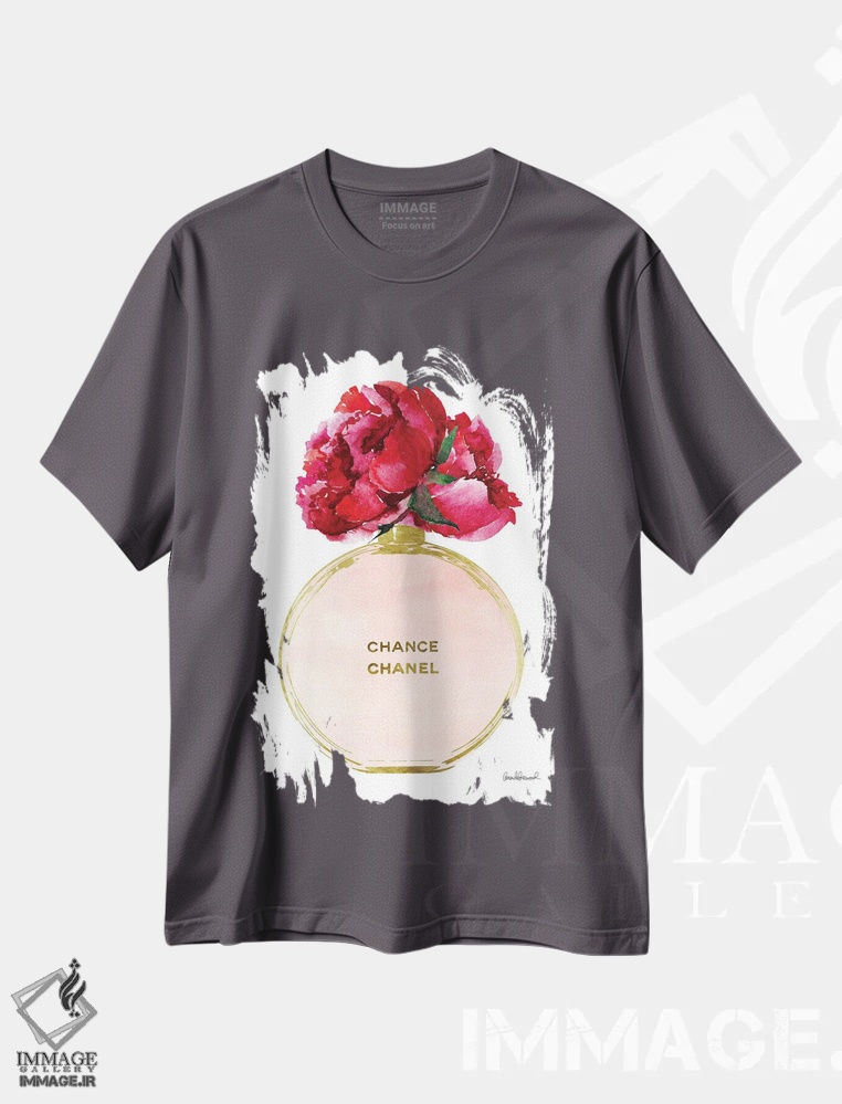 تیشرت طوسی طرح دار Nude, & Deep Peony,عطر جامد گرد در طلایی، نود و گل صدتومانی پررنگ اثر آماندا گرینوود