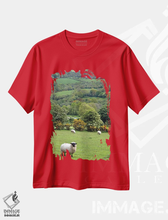 تیشرت قرمز طرح طبیعت ,Dingle Peninsula, County Kerry, Munster Province, Republic Of Ireland,منظره ٔ روستایی، شبه جزیره دینگل، شهرستان کری، استان مانستر، جمهوری ایرلند اثر مریلین پارور