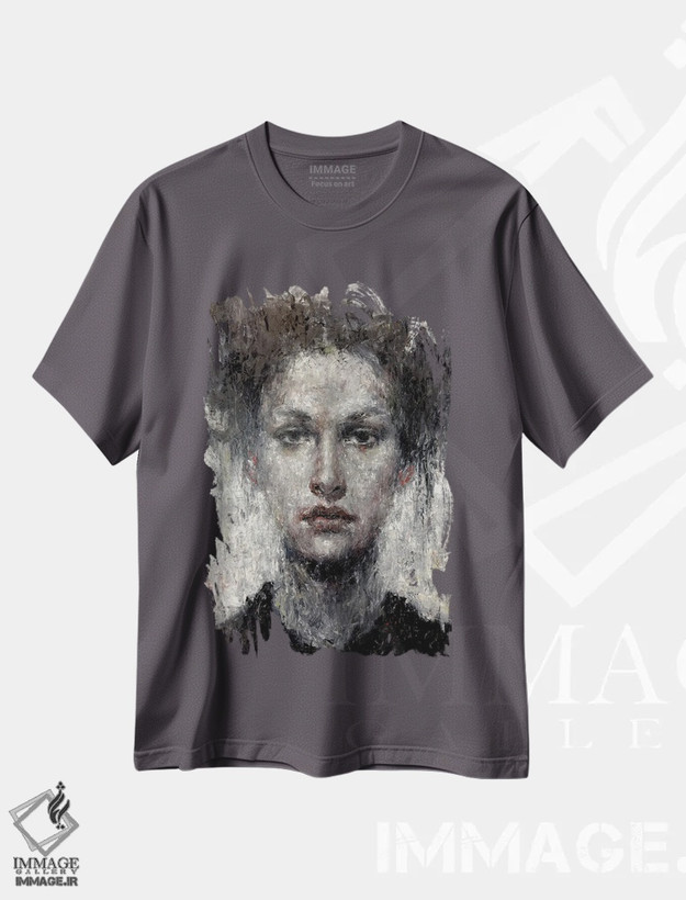 تیشرت طوسی طرح هنری ,درخت توس اثر مارگاریتا ایوانوا