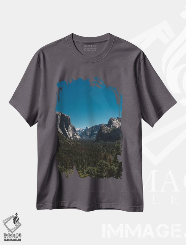 تیشرت طوسی طرح دار Yosemite National Park II,چشم انداز تونل، پارک ملی یوسیمیتی II اثر بثانی یانگ