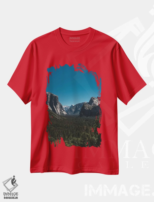 تیشرت قرمز طرح دار Yosemite National Park II,چشم انداز تونل، پارک ملی یوسیمیتی II اثر بثانی یانگ