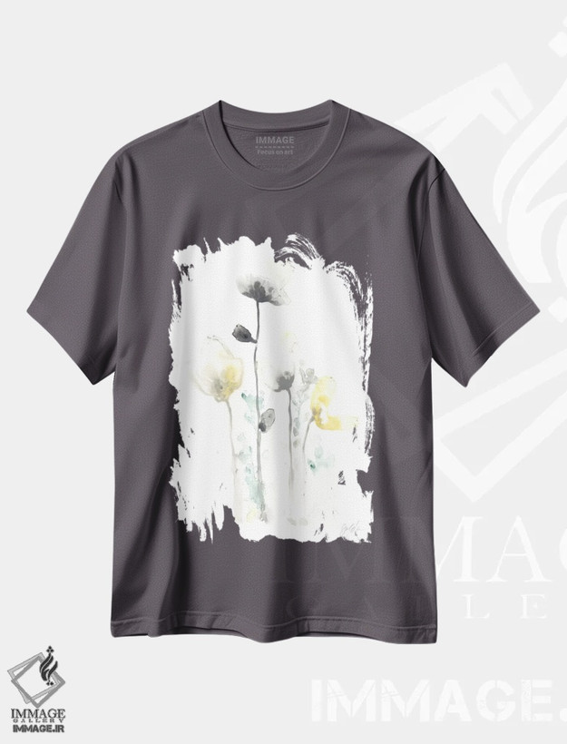 تیشرت طوسی طرح دار توهم ساقه اثر جون اریکا وس
