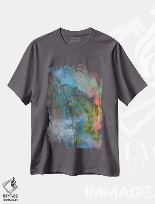 تیشرت طوسی طرح دار غروب اثر مینگ فرانز