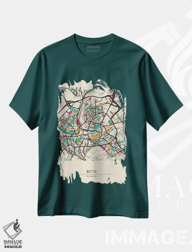 تیشرت سبز طرح دار نقشه برن، سوئیس اثر آیشه دنیز آکِرمان