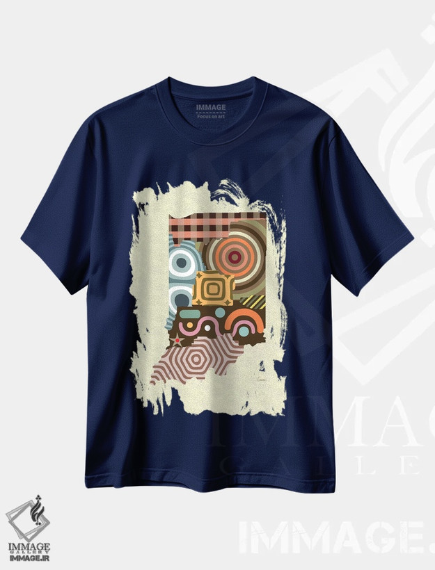تیشرت سرمه ای طرح دار "ایالت ایندیانا" اثر لانره استودیو