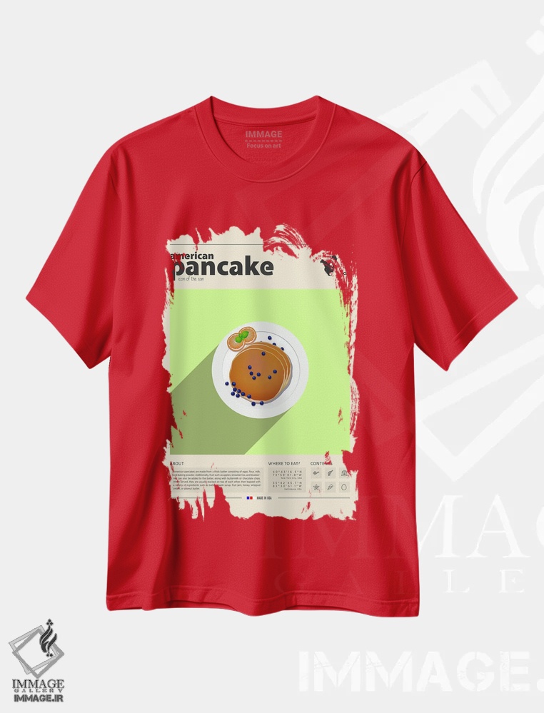 تیشرت قرمز طرح دار پنکیک اثر گاستروورلد