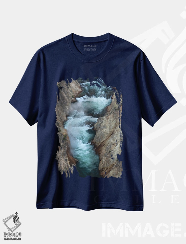 تیشرت سرمه ای طرح دار Wyoming. Yellowstone River, Grand Canyon of the Yellowstone, Yellowstone National Park.,ایالات متحده، وایومینگ. رود یلواستون، گرند کنیون یلواستون، پارک ملی یلواستون اثر جودیت زیمرمن