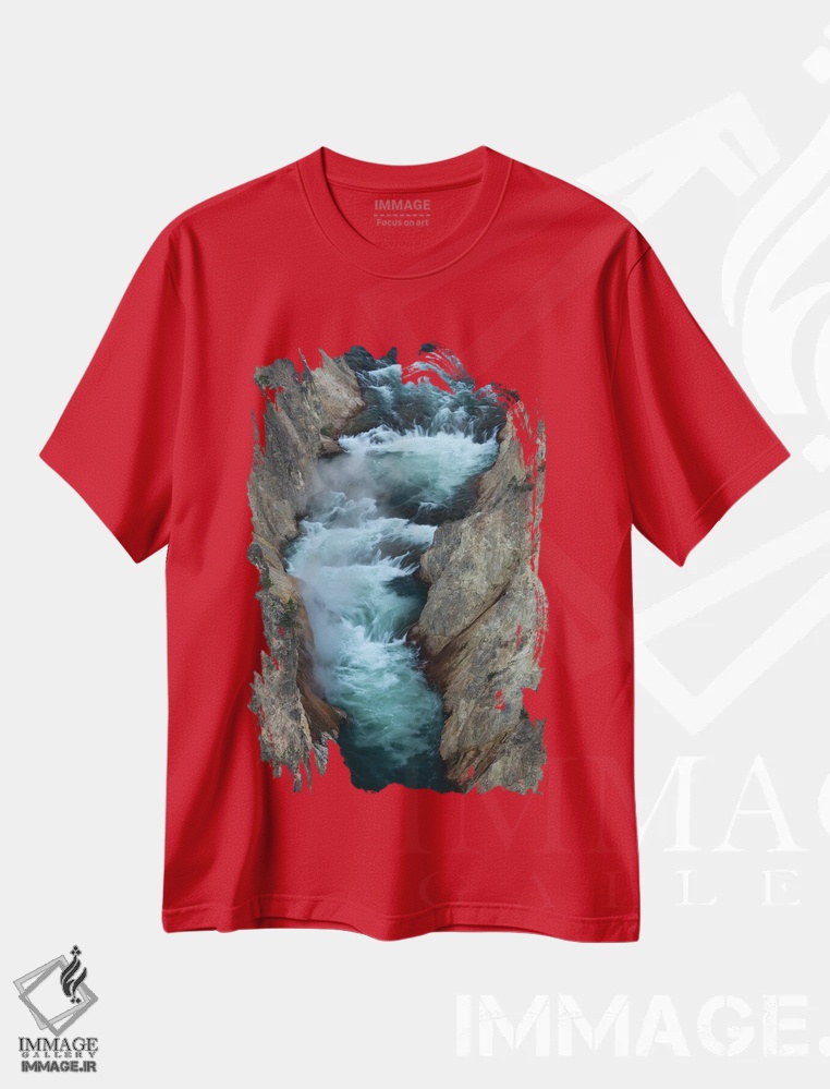تیشرت قرمز طرح دار Wyoming. Yellowstone River, Grand Canyon of the Yellowstone, Yellowstone National Park.,ایالات متحده، وایومینگ. رود یلواستون، گرند کنیون یلواستون، پارک ملی یلواستون اثر جودیت زیمرمن