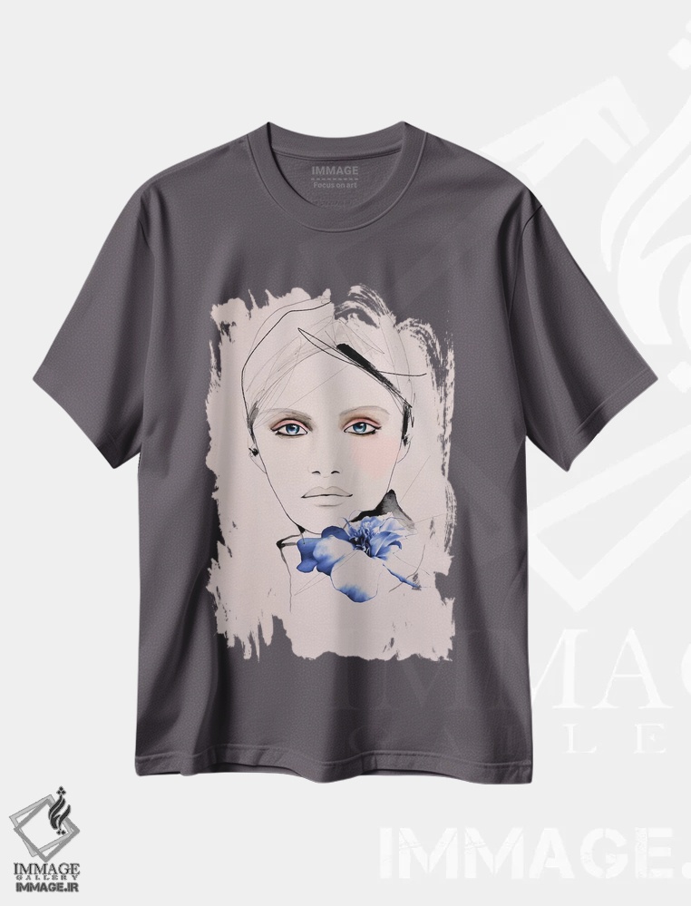 تیشرت طوسی طرح هنری ,گرگ آسمان اثر لی واینر