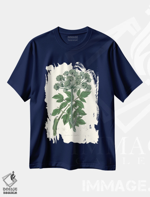 تیشرت سرمه ای طرح دار فرشته چانجلیکا، گیاه شناسی پزشکی اثر جان استیونسون
