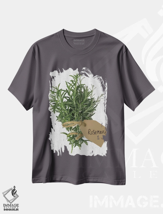 تیشرت طوسی طرح دار رزماری اثر آصاف فرانک