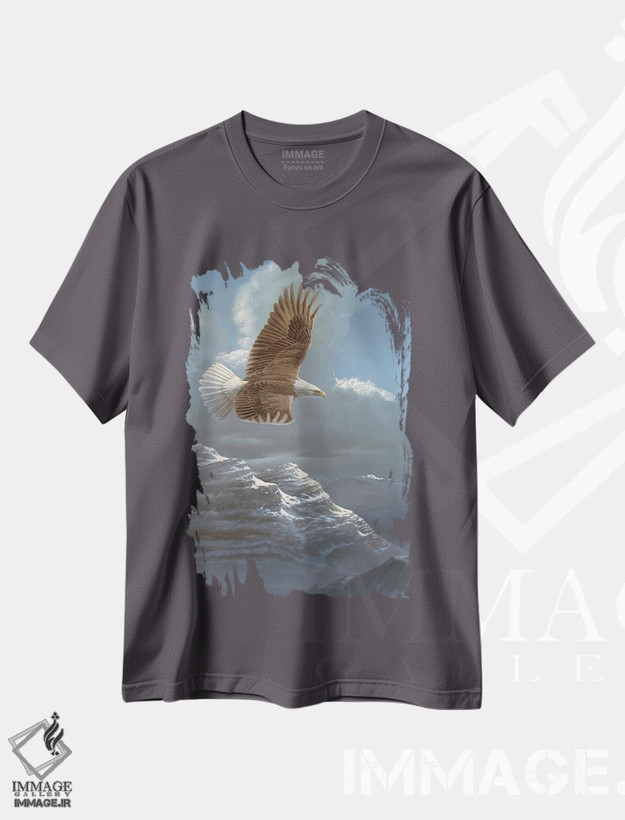 تیشرت طوسی طرح دار آسمان های گسترده عقاب سرسفید اثر اندرسون آرت