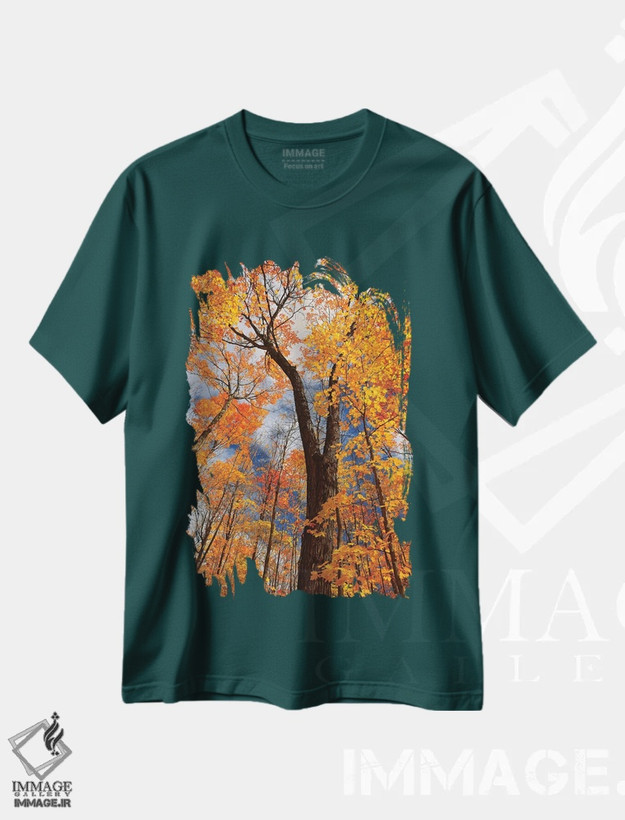 تیشرت سبز طرح دار Ontario, Fairbank Provincial Park. Sugar maple trees in autumn.,کانادا، انتاریو، پارک استانی فِربنک. درختان افرا قندی در پاییز اثر جینز گالری