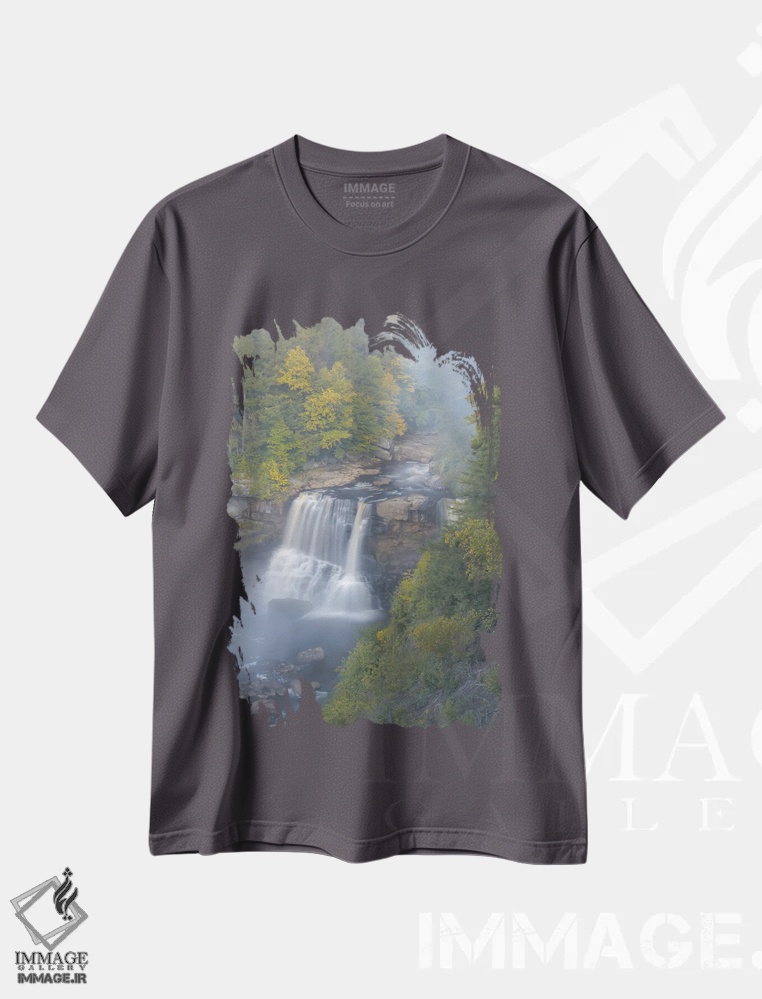 تیشرت طوسی طرح دار West Virginia, Davis. Overview Of Waterfall In Blackwater State Park.,نمای کلی آبشار در پارک ایالتی بلک واتر اثر جینز گالری