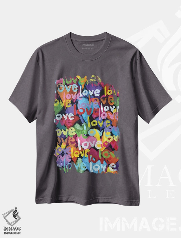 تیشرت طوسی طرح دار عشق اثر دیویدای هینْدز