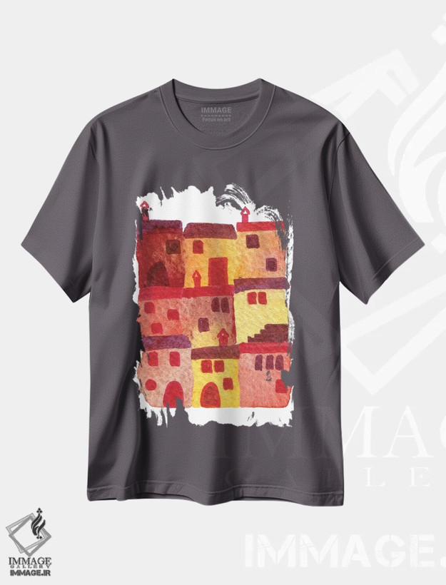تیشرت طوسی طرح دار توسکانی اثر نیک اسکویرل