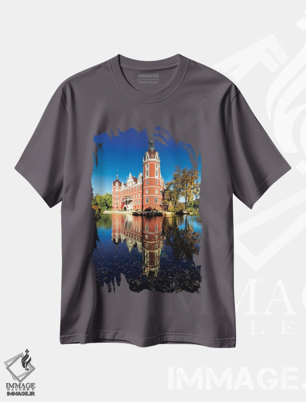 تیشرت طوسی طرح دار Germany, Muskau Park,اروپا، آلمان، پارک موسکاو اثر میکولاج گوسپودرک