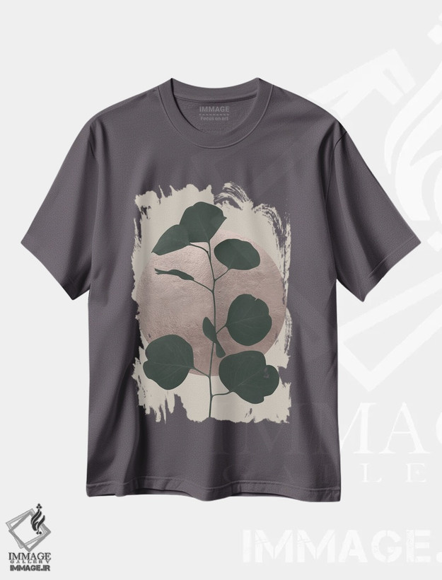 تیشرت طوسی طرح دار برگ خزه ای انتزاعی II اثر هلو مورائس